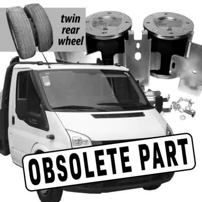 Obsolete label over Ford TRansit picture and metal air suspension kit