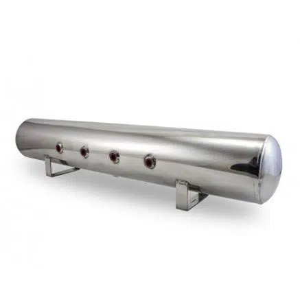 Polished 5 US gallon air tank on white background