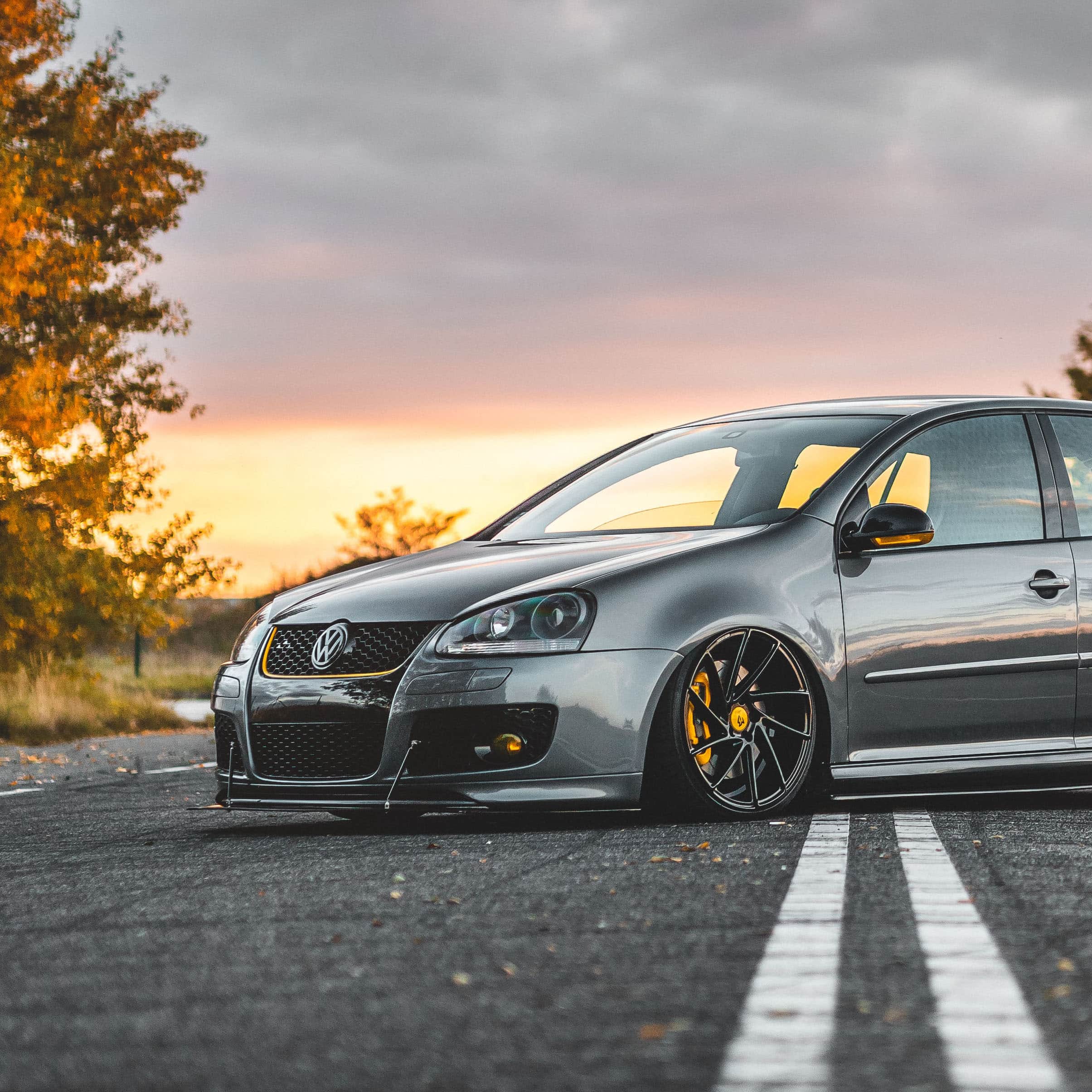 Lowered grey VW Golf R32