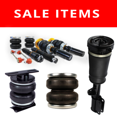 Sale title with images of air suspension parts and components and kits