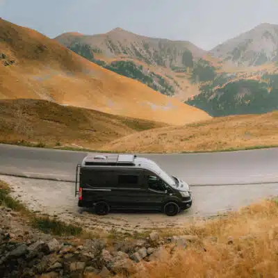 Ford Transit camper parked outdoors