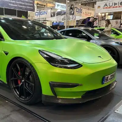 Green Tesla at Essen Motor Show