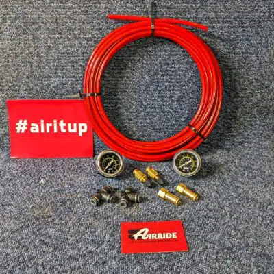 Red AirRide suspension airline with two gauges and valves