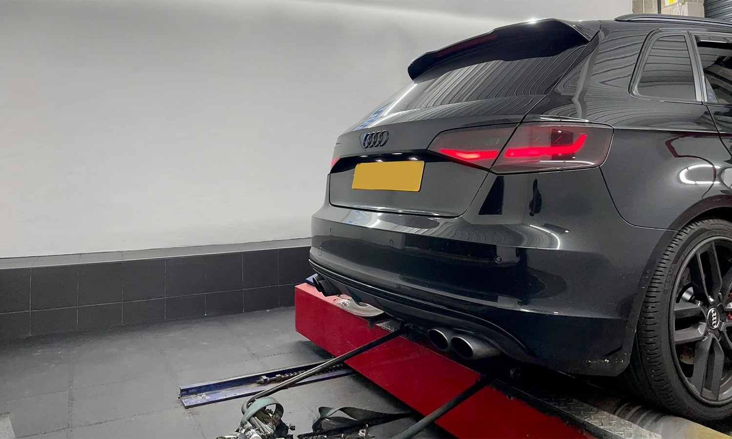 AirRide on Mapped Car Modified Audi with air suspension on a dyno being power tested